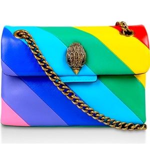 Kurt Geiger Mini Kensington Bright Rainbow Stripe Leather Shoulder Crossbody Bag